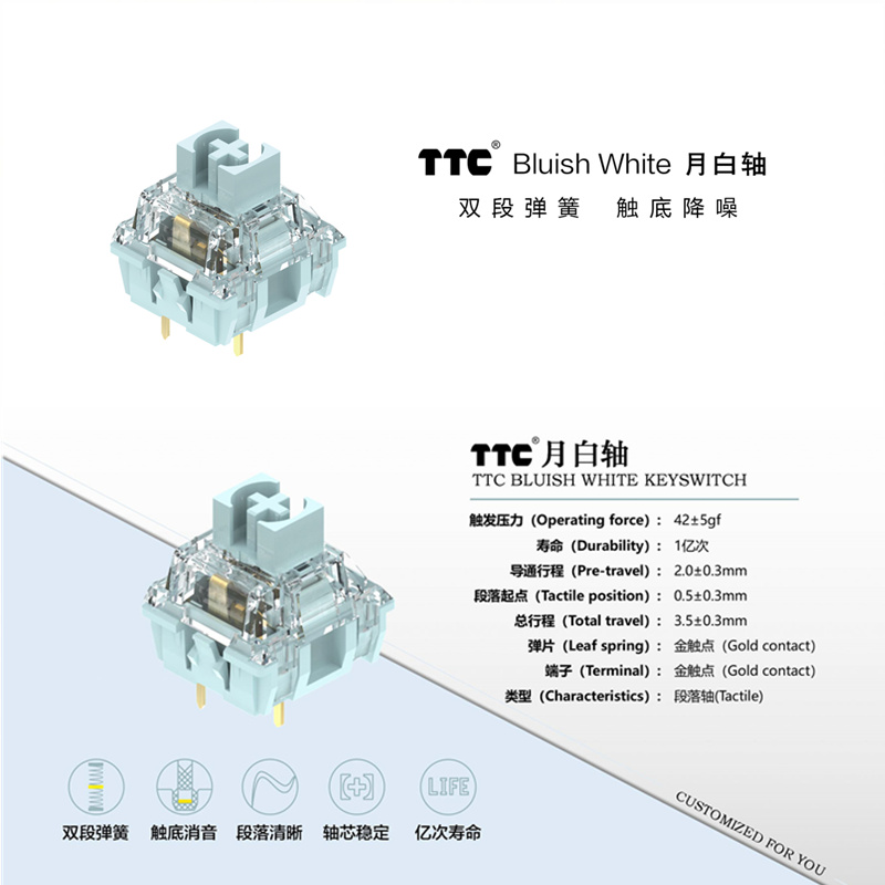 TTC Interruttore bianco bluast - Silent Switch Mechanical Keyboard recensione e prezzo